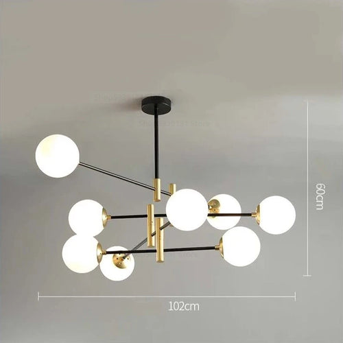 lustre led moderne boule de verre nordique luminaires créatifs - vue 12 sur 18