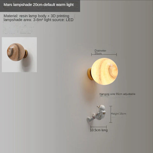 applique murale astronaute enfants 3d lune décoratif chevet - vue 12 sur 18