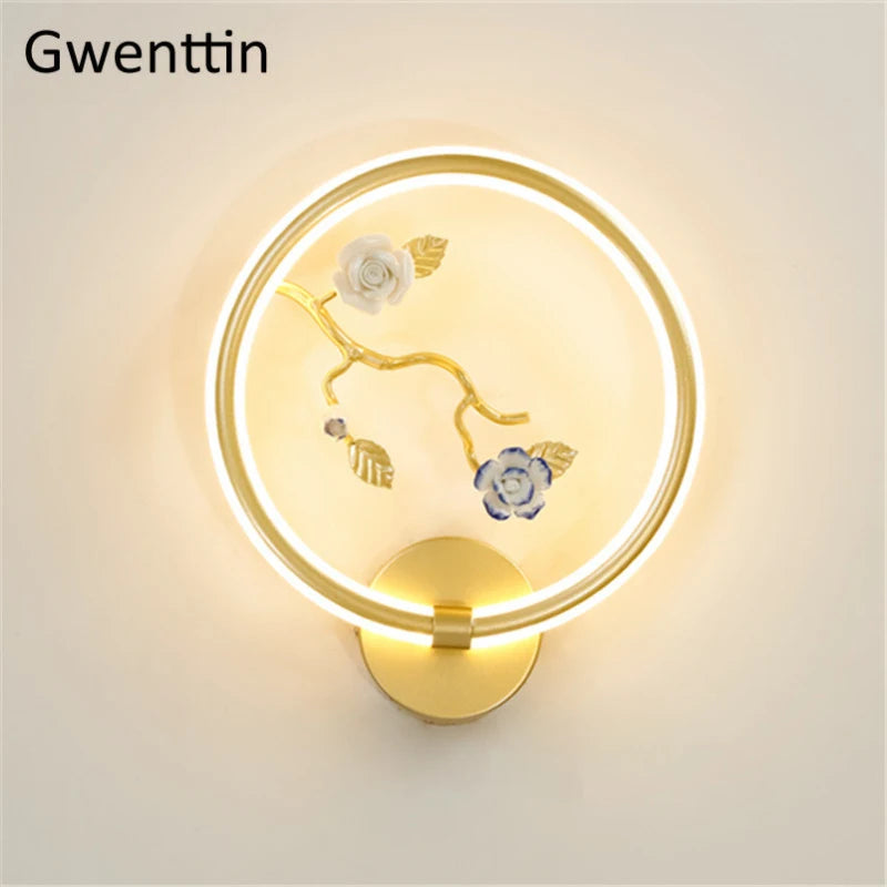 applique murale ronde à led fleur et oiseau décoratif pour intérieur - vue 12 sur 20