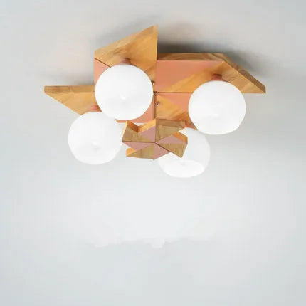 plafonnier japonais makaron en bois pour enfants moderne - vue 8 sur 9