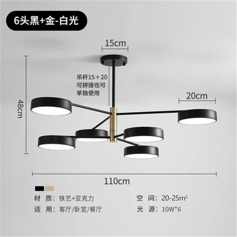 lustre led moderne nordique simple pour décoration intérieure - vue 9 sur 11