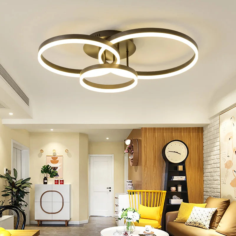 1/2/3 Rings LED Ceiling Lights For Bedroom Dining Room Living Room Kitchen Studyroom Villa Foyer Office Indoor Simple Home Lamps - vue 2 sur 10