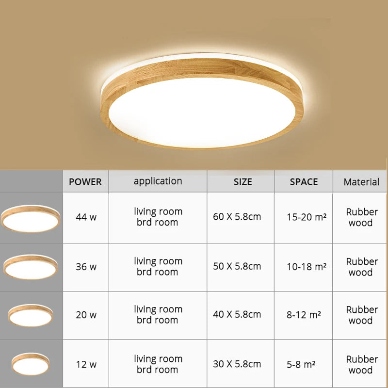 plafonnier led ultra-fin japonais bois massif design moderne 2021 - vue 6 sur 15