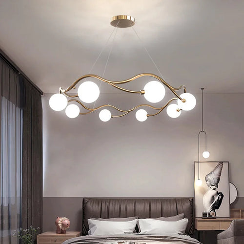 lustre moderne en verre blanc décoration artistique pour intérieur - vue 5 sur 8