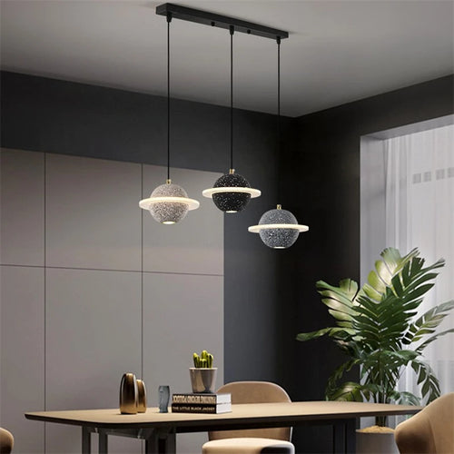 suspension modernes en ciment led pour restaurant barre lumineuse - vue 7 sur 23