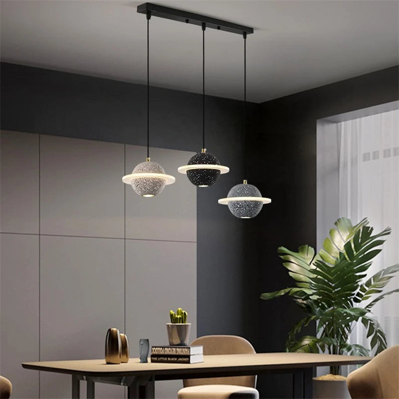 suspension modernes en ciment led pour restaurant barre lumineuse - vue 6 sur 23