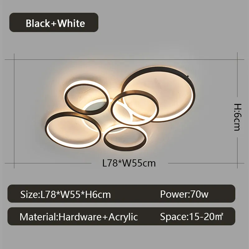 NEO Gleam moderne plafond lustre lumières pour salon étude chambre AC85-265V noir/or couleur led lustre luminaires - vue 8 sur 11