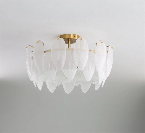 plafonnier moderne en verre blanc en forme de plume d'oie - vue 5 sur 5