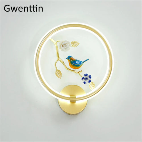 applique murale ronde à led fleur et oiseau décoratif pour intérieur - vue 19 sur 20