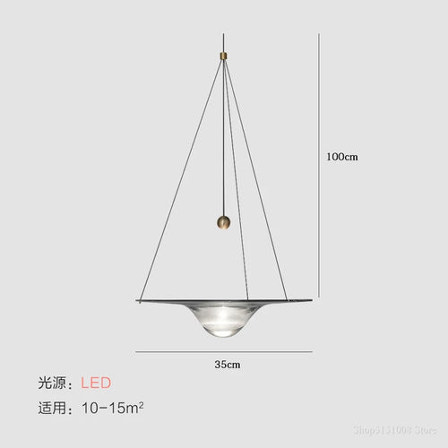 suspension LED en verre transparent design nordique moderne - vue 10 sur 9