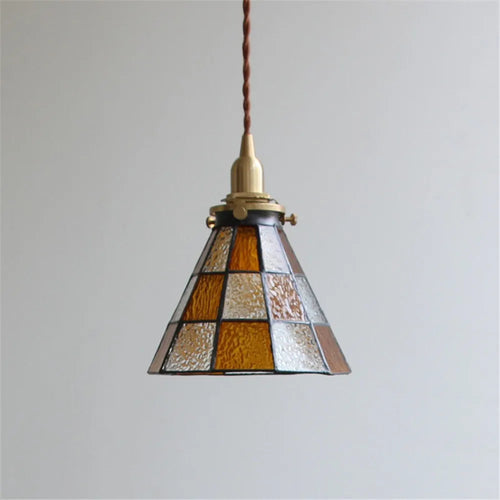 suspension luminaire vintage en laiton et verre pour cuisine - vue 4 sur 6