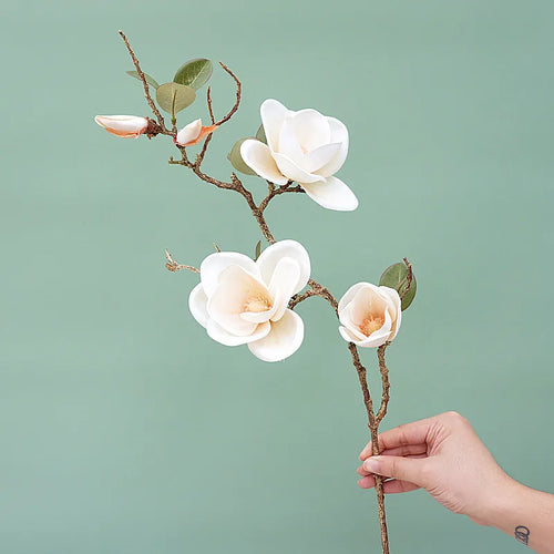 fleur artificielle de magnolia en soie pour décoration élégante - vue 2 sur 7