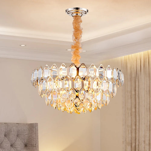 lustre moderne en cristal design avec éclairage led - vue 2 sur 16