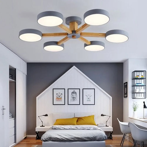 plafonnier led en bois pour une ambiance chaleureuse et moderne - vue 5 sur 6