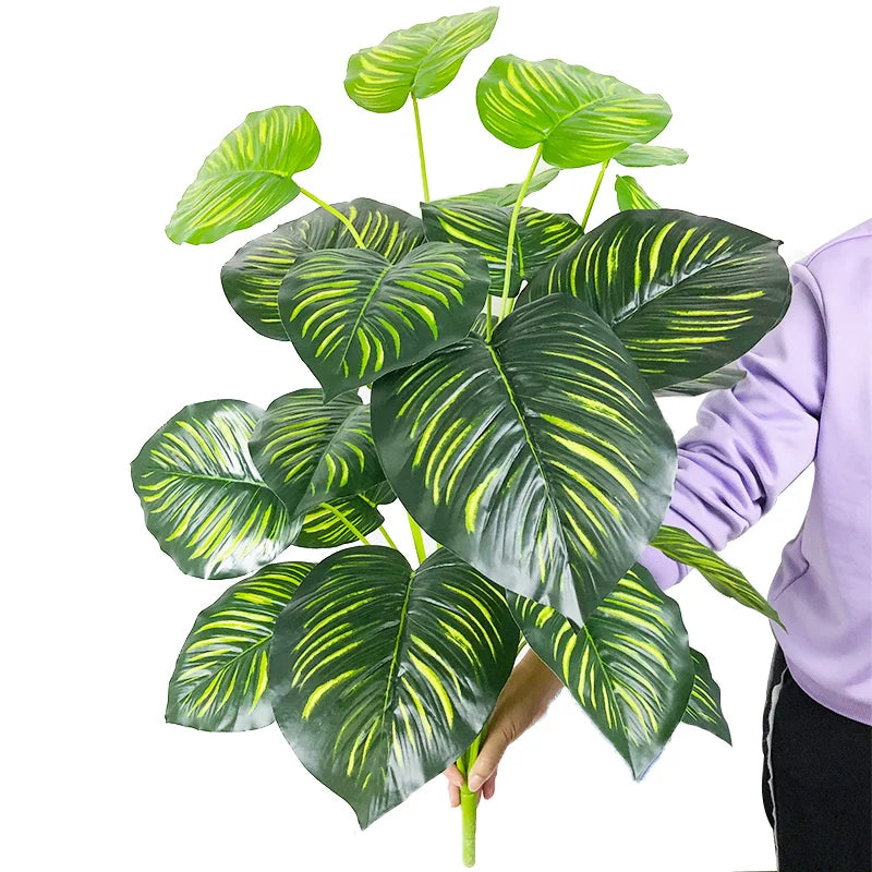 arbre tropical artificiel grandes feuilles de monstera en pot décoratif - vue 15 sur 23