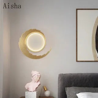 2022 New Year Decoration Wall Lamp Golden Luxury Creative Wall Sconces Nordic Background Wall Bedside Lamp Scandinavian Light - vue 4 sur 9