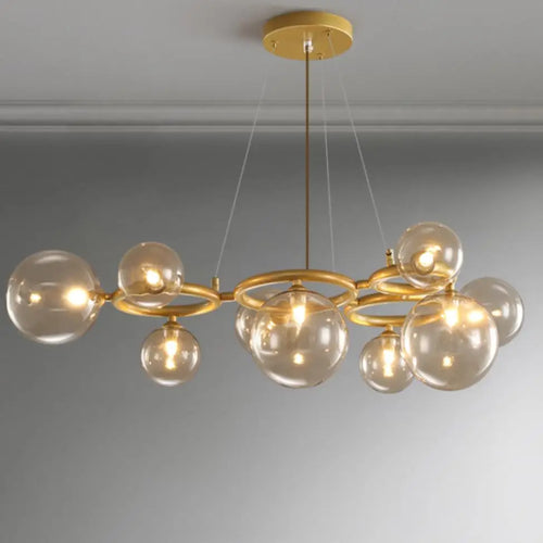 lustre moderne en verre transparent avec cordon métallique réglable - vue 7 sur 10