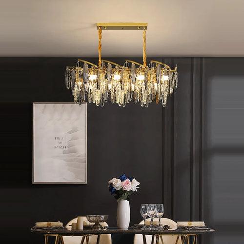 lustre art déco design en cristal et métal élégant - vue 4 sur 10