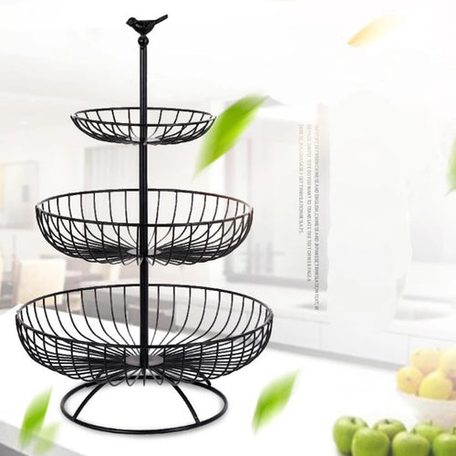 panier à fruits à trois niveaux pour rangement cuisine - vue 2 sur 6