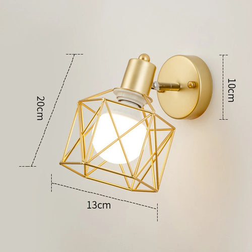 applique murale led moderne en bois avec cage en fer - vue 9 sur 9