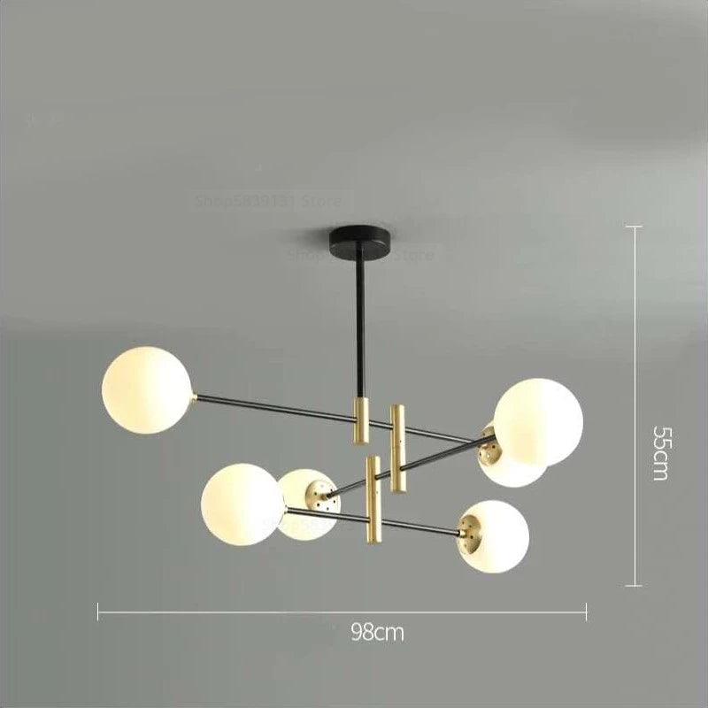 lustre led moderne boule de verre nordique luminaires créatifs - vue 9 sur 18