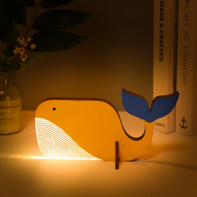 lampe de chevet enfant led bois acrylique usb veilleuse - vue 14 sur 17