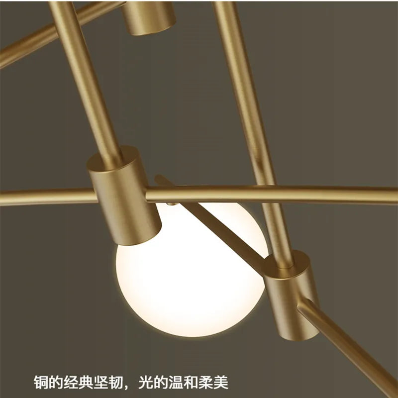 lustre en or avec boule de verre pour éclairage intérieur - vue 5 sur 12