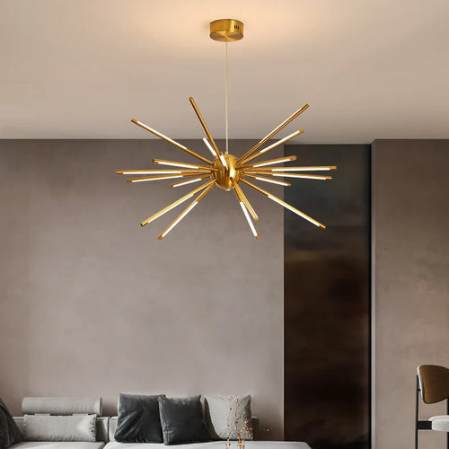 lustre vintage design spoutnik à branches en fer - vue 3 sur 13