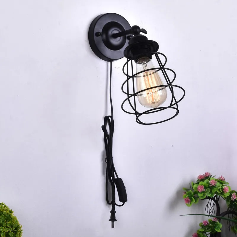 lampe de chevet en fer avec ampoule rétro et interrupteur - vue 3 sur 8