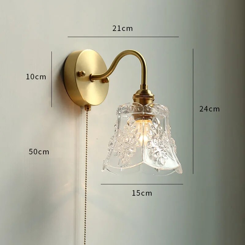 Éclairage LED verre salle bain nordique cuivre tirer interrupteur - vue 3 sur 23