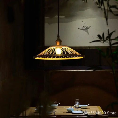 lustre en bambou zen créatif pour restaurant et bar - vue 4 sur 6
