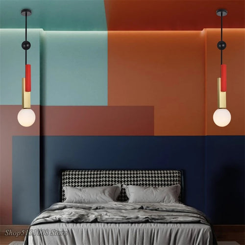 suspension led en verre design moderne nordique - vue 2 sur 16