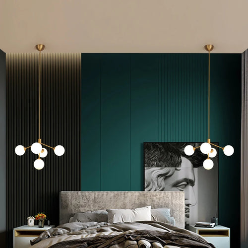 lustre design nordique décoratif avec éclairage led spoutnik - vue 4 sur 9