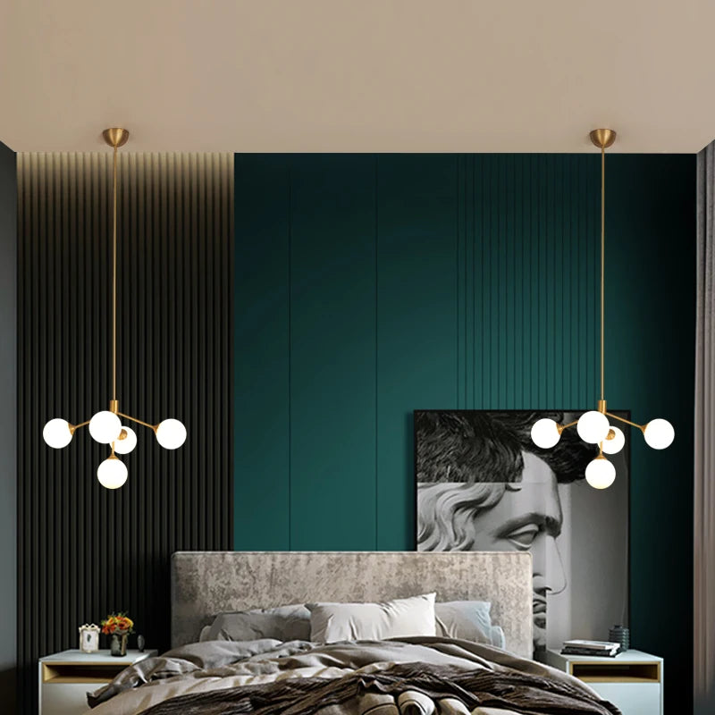 lustre design nordique décoratif avec éclairage led spoutnik - vue 3 sur 9
