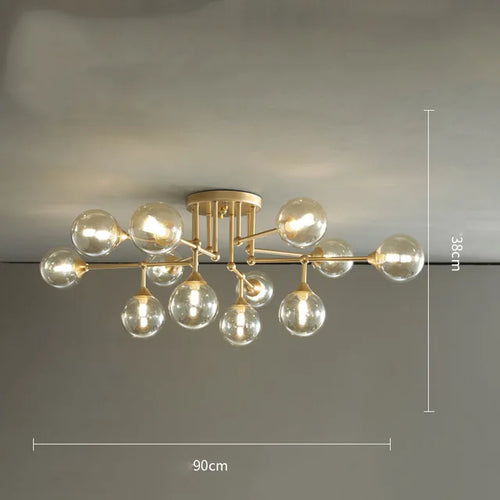 lustre moderne en verre avec éclairage décoratif design contemporain - vue 10 sur 12