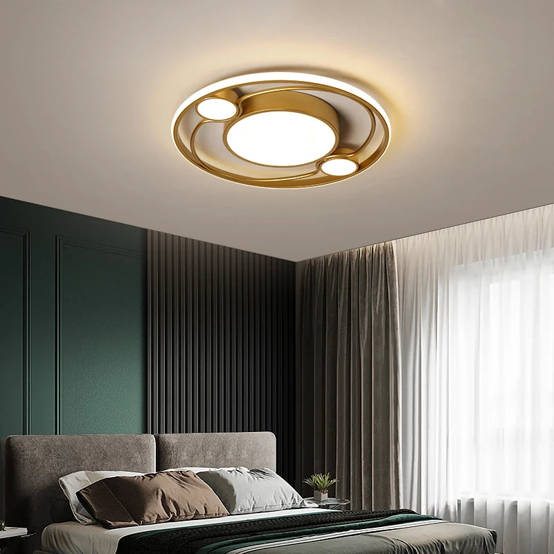 plafonnier rond or led avec télécommande pour toutes les pièces - vue 4 sur 8