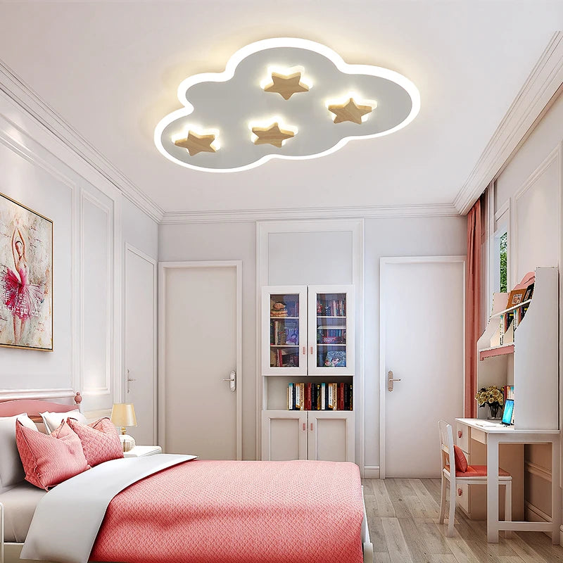 plafonnier led créatif nuages et étoiles pour enfants - vue 4 sur 9