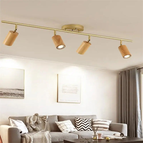 lampe led en bois moderne montée en surface avec plusieurs têtes - vue 4 sur 14