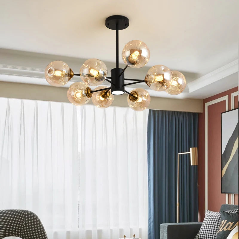 lustre moderne design haricot magique en verre intérieur - vue 4 sur 14