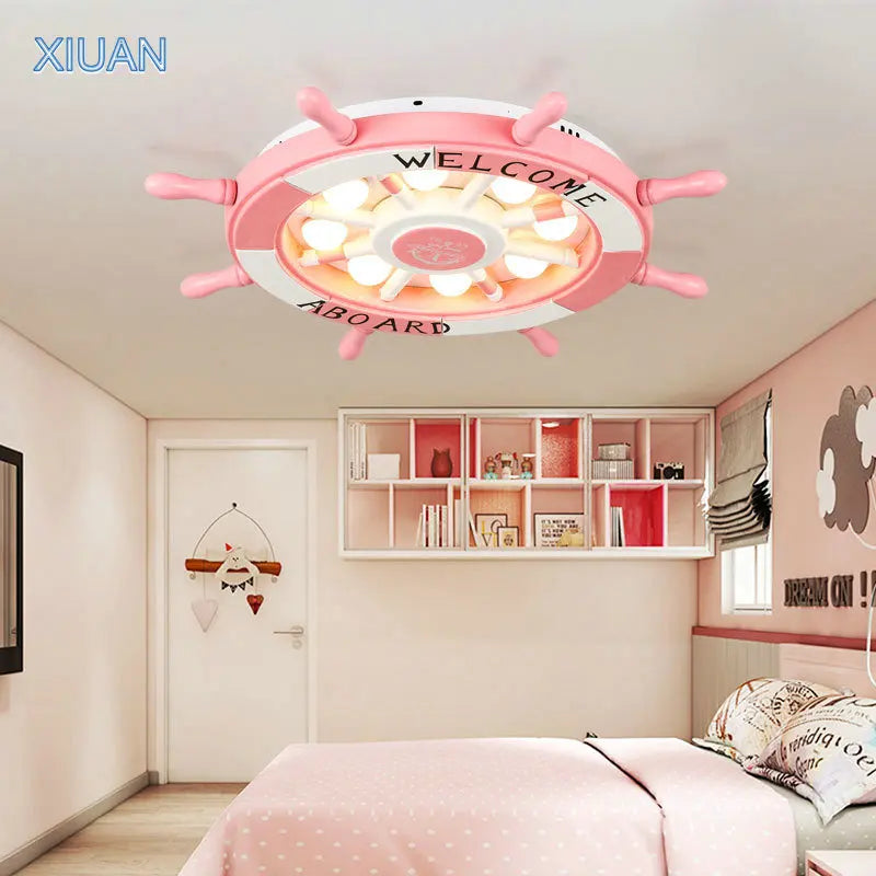 lustre méditerranéen en bois pour enfants avec led - vue 4 sur 10