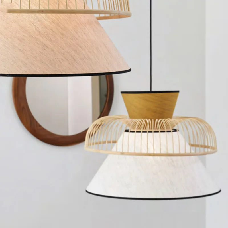 suspension en tissu japonais en bambou design moderne et minimaliste - vue 2 sur 12