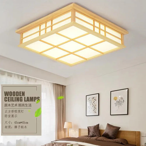 plafonnier japonais en bois à LED pour éclairage élégant - vue 7 sur 6