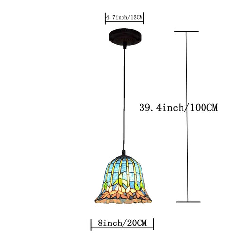 lustre antique européen style nénuphar tiffany pour restaurant et bar - vue 3 sur 5