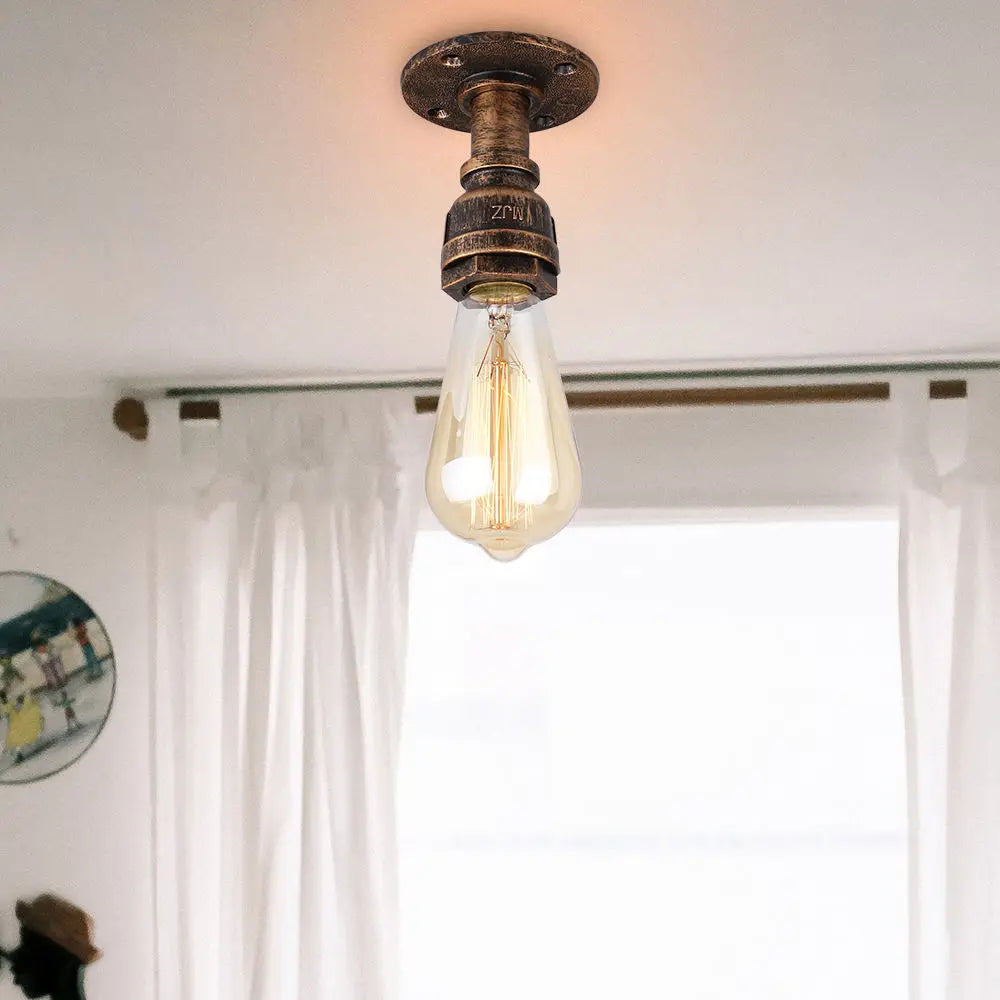 Plafonniers à tuyaux rétro Vintage E27 Loft plafonnier monté en Surface luminaires lampes à tuyaux en fer industriel - vue 3 sur 10