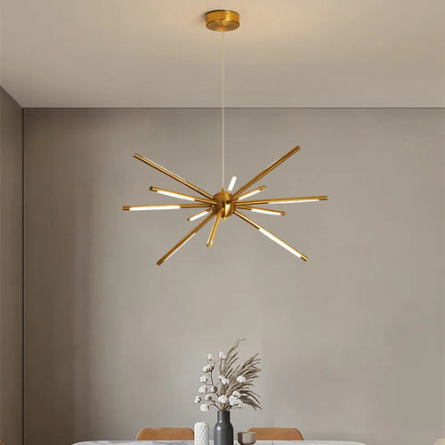 lustre vintage design spoutnik à branches en fer - vue 4 sur 13