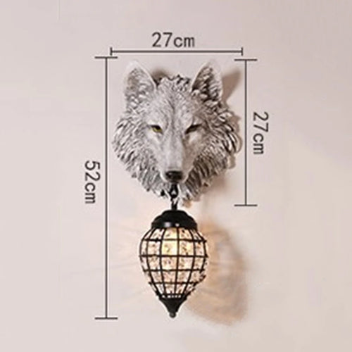 applique murale vintage en résine loup avec lumière led - vue 6 sur 7