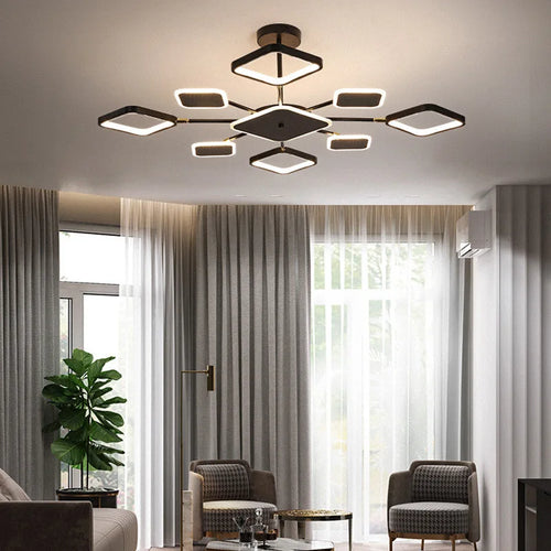 lustre carré à led moderne avec intensité variable - vue 5 sur 12