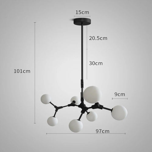 Suspension verre laiteux nordique postmoderne - vue 18 sur 18