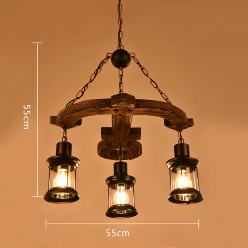 lustre ancre en bois style rétro pour café et restaurant - vue 4 sur 7