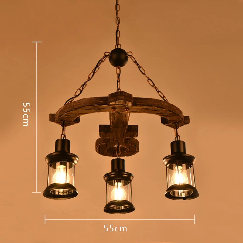 lustre ancre en bois style rétro pour café et restaurant - vue 3 sur 7
